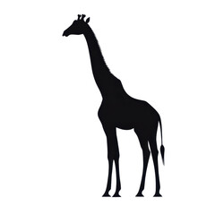 Fototapeta premium Stylized giraffe silhouette, tall and elegant animal, perfect for wildlife themes, nature conservation, and educational content. Isolated on white background or PNG