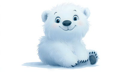Fototapeta premium A cartoon polar bear is sitting on a white background