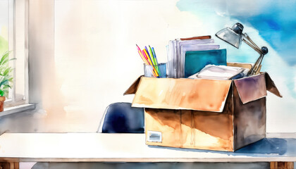 Finishing employment, desk cleared, possessions packed