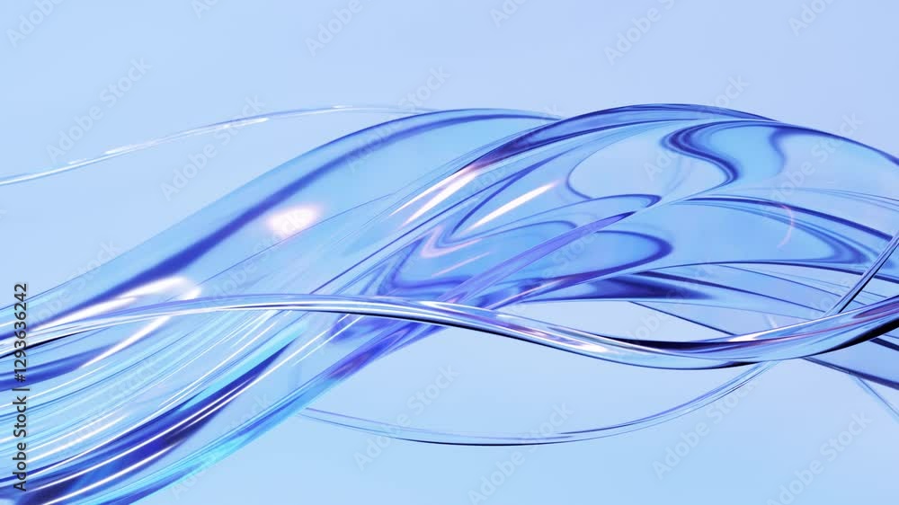 Poster abstract wave loop animation. 3d rendered background, flowing, fluid, twisted shapes with a glass an