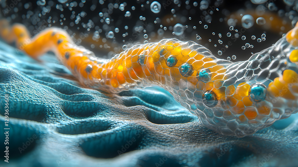 Poster dna helix: a striking, photorealistic rendering of a dna helix, highlighting the intricate structure
