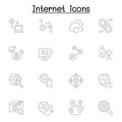 Internet connection icon set in thin line style