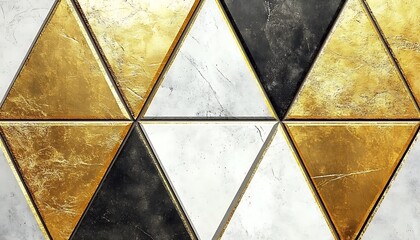 Gold, black, white marble triangles