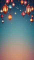 Ramadan Night Sky Lanterns Festive Background