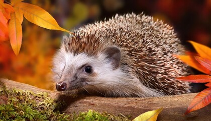 Autumn Glow Illuminates a Wild, FreeRoaming Hedgehog in a Blaze of Fall Colors A Cozy, Enchanting Moment Captured in the Wilderness