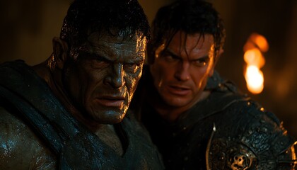 Obraz premium Dungeon Confrontation Two Warriors