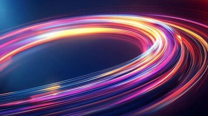 Abstract Swirling Neon Light Trails Design