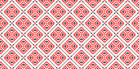 Seamless vector pattern with geometric ornament, Ukrainian ornament in ethnic style, identity, vyshyvanka, embroidery for print clothes, websites, banners