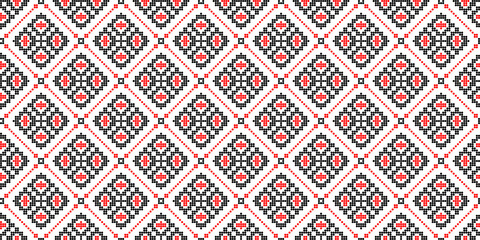 Seamless vector pattern with geometric ornament, Ukrainian ornament in ethnic style, identity, vyshyvanka, embroidery for print clothes, websites, banners