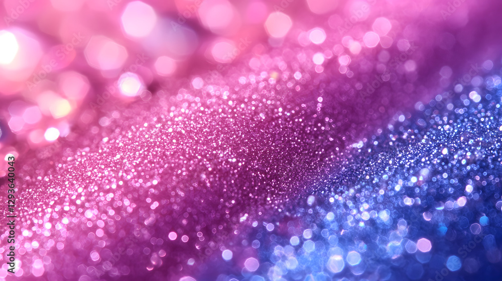 Poster glittering waves of color: abstract image features a close-up view of shimmering glitter, with waves