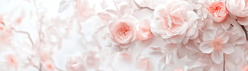 Fototapeta premium Delicate Pink and White Blossoms Soft Floral Background