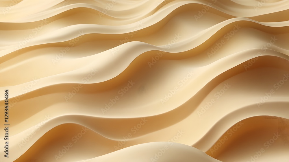 Poster Abstract beige wave background. Smooth, creamy texture with undulating patterns. Abstract Beige Wave Texture Background: Smooth, Undulating Creamy Pattern