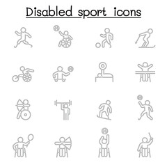 Fototapeta na wymiar Disabled sport icons set in thin line style