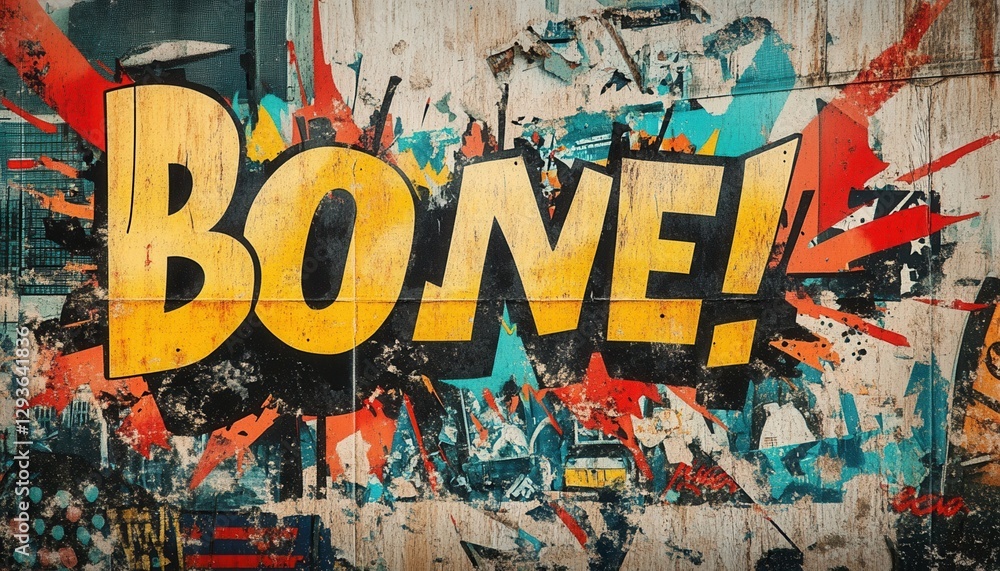 Poster dynamic boom text effect with grunge texture