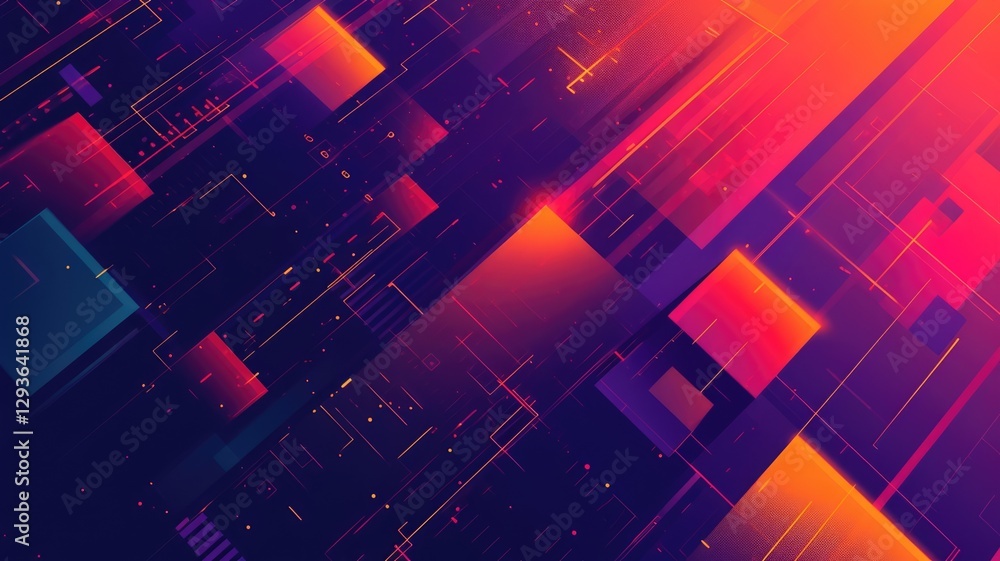 Poster this abstract technological background features vibrant colors and geometric shapes, making it ideal