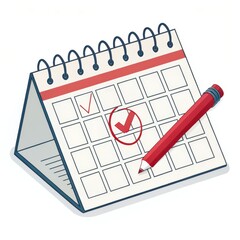 A calendar page with checkboxes, featuring a red pen marking a completed task, symbolizing organization and productivity.