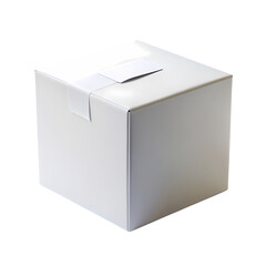 Fototapeta premium Blank White Cube Packaging Box Mockup Design Template 3d clean shape empty light asset simple modern