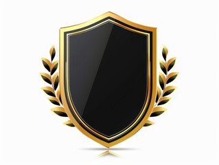 Elegant Black and Gold Shield with Laurel Wreath