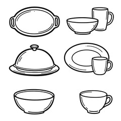 Fototapeta premium kitchen utensils hand drawn