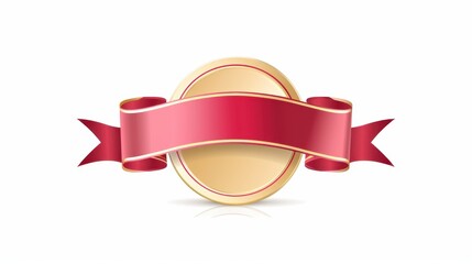 Elegant Red and Gold Award Badge with Ribbon