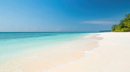 Obraz premium Pristine beach with soft white sand and crystal-clear turquoise