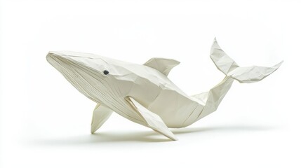 Beautiful Origami Whale Crafted with Precise Folds and Creases