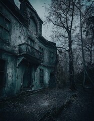 Obraz premium old, horror-themed texture with faded, distressed details evoking a haunted, unsettling atmosphere 