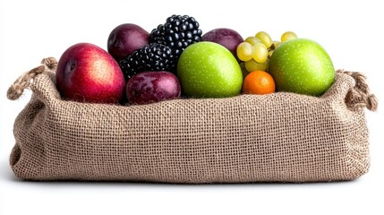 Abundant bag of fresh fruits including assorted varieties ready for enjoyment and nutritious snacking delight