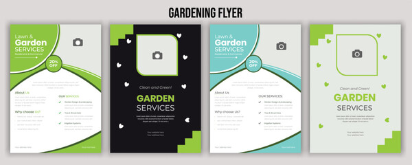 Lawn and gardening service flyer design template. Tree and gardening service poster leaflet design. lawnmower flyer template Agricultural and farming services social media post lawn gardening design