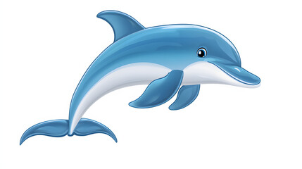 Obraz premium A cartoon dolphin is swimming in the ocean