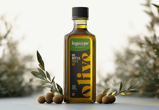 Glass Olive Oil Bottle Mockup for Design and Branding Projects
