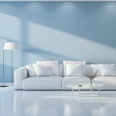 A minimalistic interior is an apartment design in this image