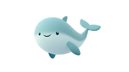 Fototapeta premium A cartoonish blue whale with a big smile on its face