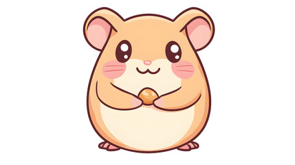 Fototapeta premium A cute cartoon hamster holding a piece of food
