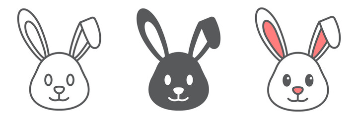 Easter rabbit icon collection, funny and holiday, easter bunny vector icon set, vector graphics, editable stroke outline sign, eps 10