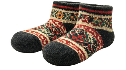 Cozy wool socks with intricate patterns perfect for chilly weather and home comfort
