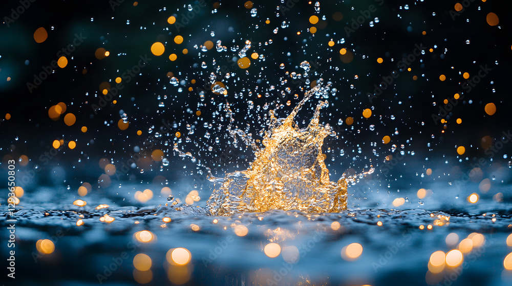 Aufkleber golden splash: capturing the dynamic moment of a liquid splash in a mesmerizing display of motion, w