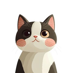 Obraz premium Clipart set featuring cat, isolated on white background, portrait Kawaii style