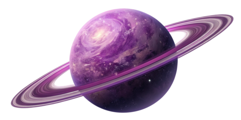 Purple-hued planet with a ring. PNG