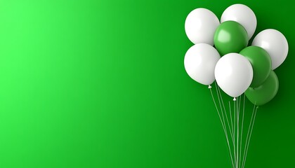 Green backdrop white green balloons