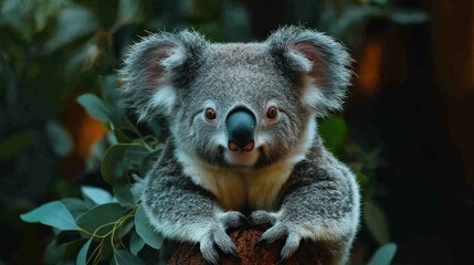 Fototapeta premium Adorable koala resting in eucalyptus tree