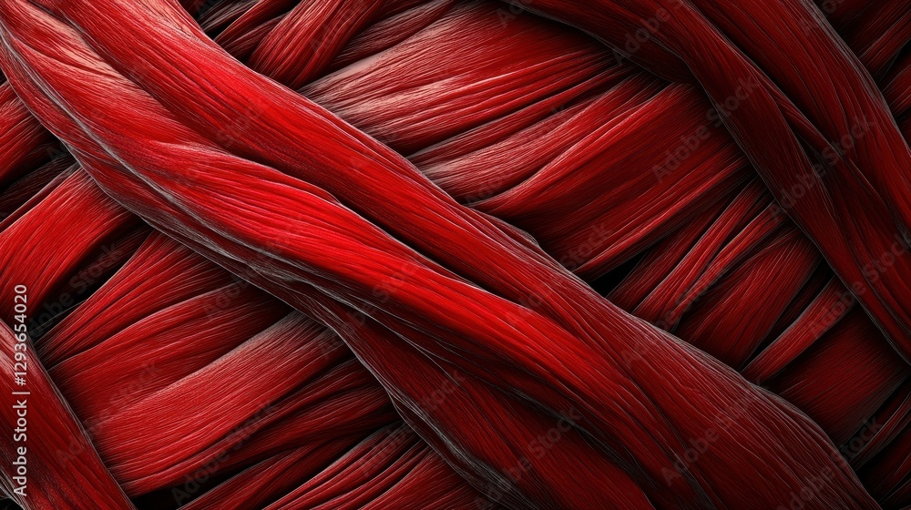 Poster Intricate Red Woven Texture Abstract Background