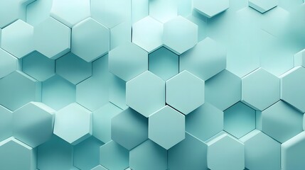 Naklejka premium Aesthetic Mint Hexagonal Pattern with 3D Elements for Modern Design Applications