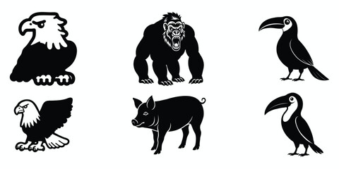 Fototapeta premium set of silhouettes of animals