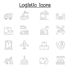 Logistic & Delivery service icon set in thin line style