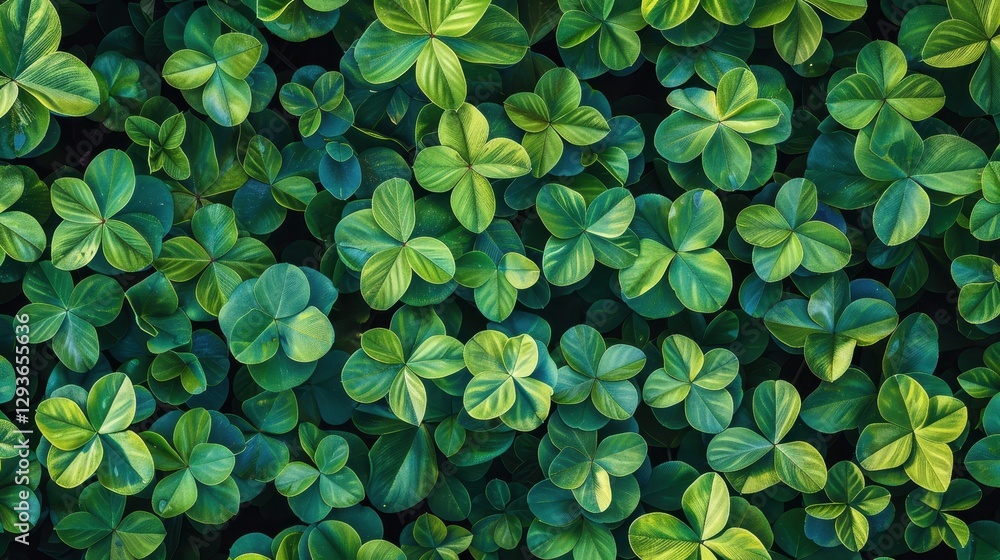 Poster Lush Green Clover Leaves Texture Background