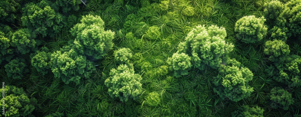 Poster Lush Green Forest Canopy Viewed from Above