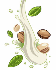 Modern solution: visualization of alternative milk with the addition of healthy nuts
