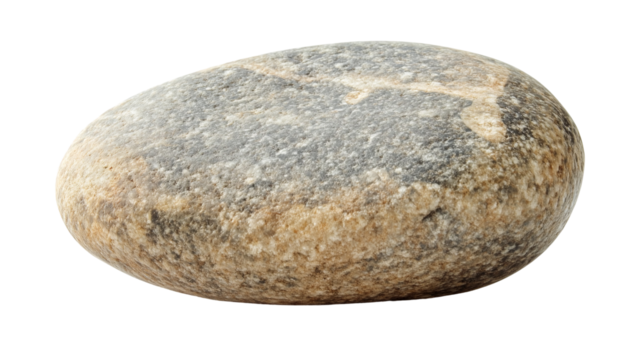 Smooth River Stone Natural Beige Grey Texture rock macro isolated on transparent background