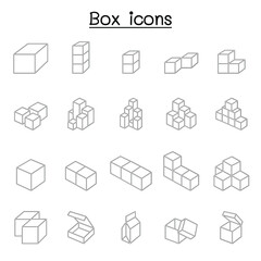 Box icons in thin line style